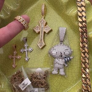 Gold and Silver Cross Pendants with Chain